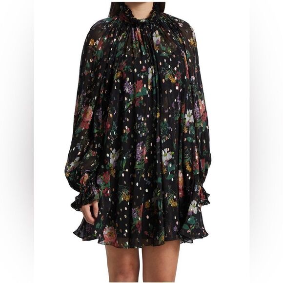 Amur Yael Sheer Pleated A-Line Dress size 6 - Picture 2 of 13